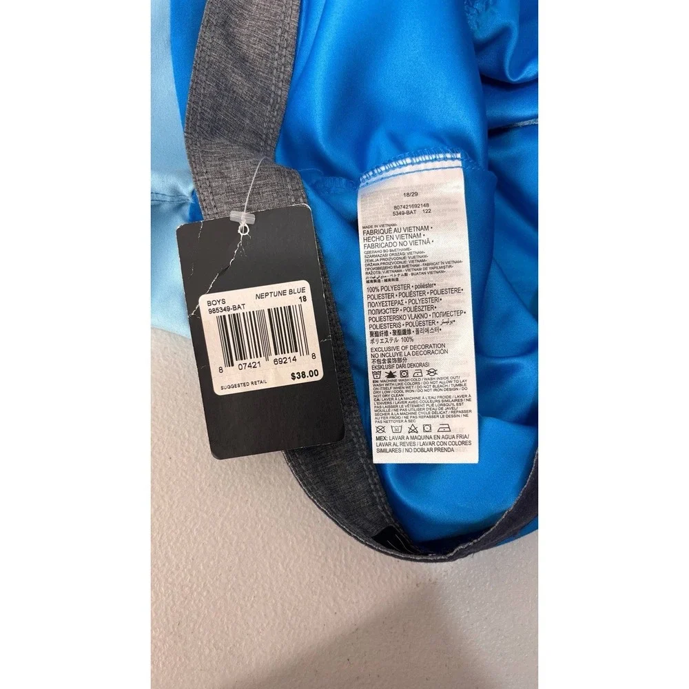NWT HURLEY‎ Boys Swim Trunks Swimsuit Neptune Blue Stripe Logo Beach Pool 18/29